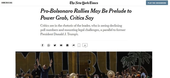 New York Times Jair Bolsonaro 7 de setembro